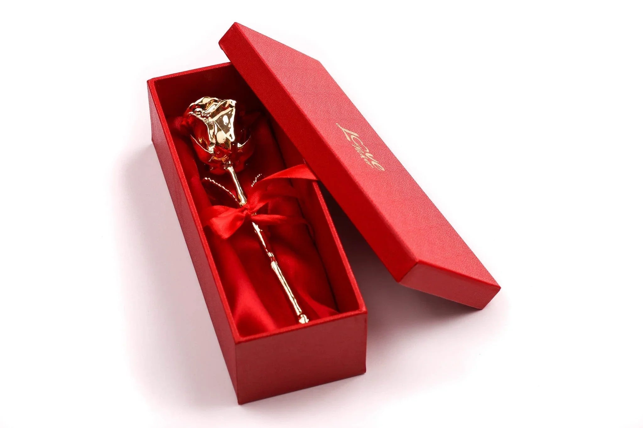 Lovepicker Gold Dipped Rose 24K Gold Dipped Rose 7" - Scarlet Color Gift Box Gold Dipped Rose anniversary-birthday-wedding-gift Valentines-Day milestone-gifts luxury-custom-elegant