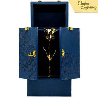 Lovepicker Gold Dipped Rose Custom Engraved Box - 24K Gold Dipped Natural Rose 11.5" - Da Vinci's Box Gold Dipped Rose anniversary-birthday-wedding-gift Valentines-Day milestone-gifts luxury-custom-elegant