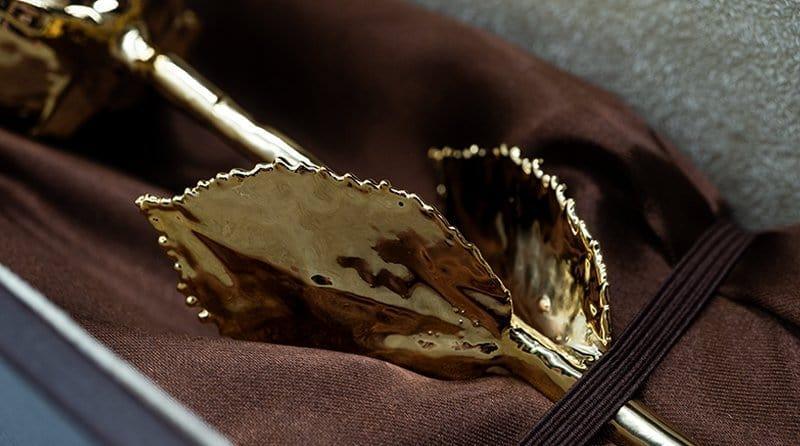 Lovepicker Gold Dipped Rose Custom Engraved Leather Umber Box - 11.5" - 24K Gold Dipped 1 Natural Rose Gold Dipped Rose anniversary-birthday-wedding-gift Valentines-Day milestone-gifts luxury-custom-elegant