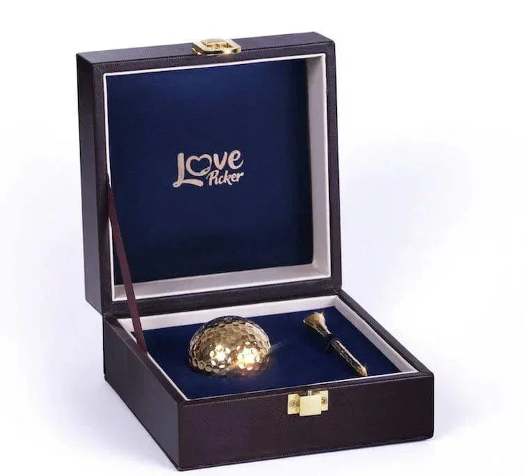 Lovepicker Gold Golf Ball 24K Gold - Dipped Golf Ball & Tee Set – For the Golfer Who Has Everything Gold Dipped Rose anniversary-birthday-wedding-gift Valentines-Day milestone-gifts luxury-custom-elegant
