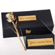 Custom Engraved Box - 24K Gold Dipped Natural Rose 7" - Midnight Blue Leather