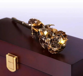 Lovepicker Wood Box Custom Engraved Wooden Box - 24K Gold Dipped Rose 7" Gold Dipped Rose anniversary-birthday-wedding-gift Valentines-Day milestone-gifts luxury-custom-elegant