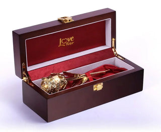 Lovepicker Wood Box Custom Engraved Wooden Box - 24K Gold Dipped Rose 7" Gold Dipped Rose anniversary-birthday-wedding-gift Valentines-Day milestone-gifts luxury-custom-elegant