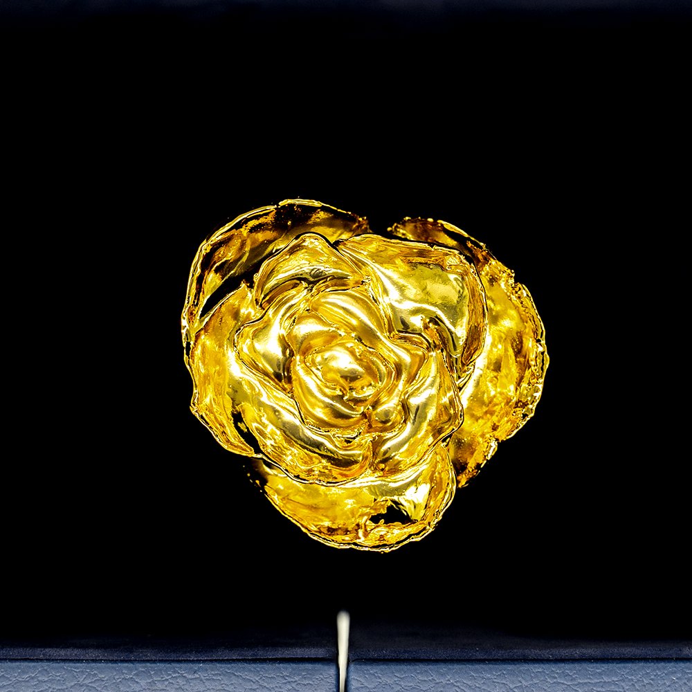NEW 24K Gold Dipped Natural Rose 11.5" - Da Vinci's Box - Lovepicker
